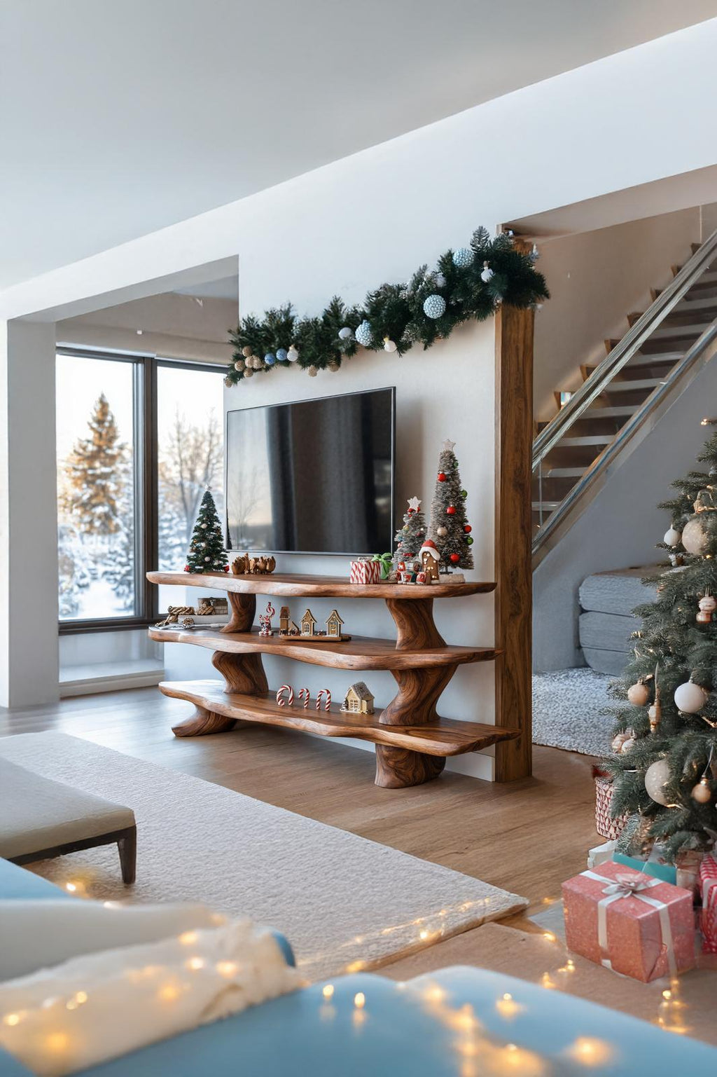 Mid Century Solid Wood TV Console For Holiday Bedroom Decor
