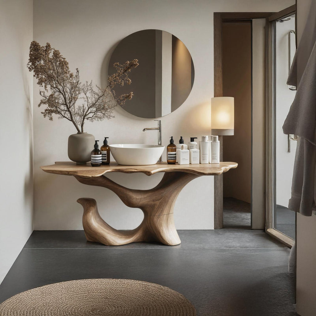 Mid Century Live Edge Vanity For Clean Bathroom Style