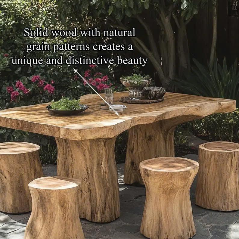 Large Rustic Live Edge Dining Table Set Home Decor Gift