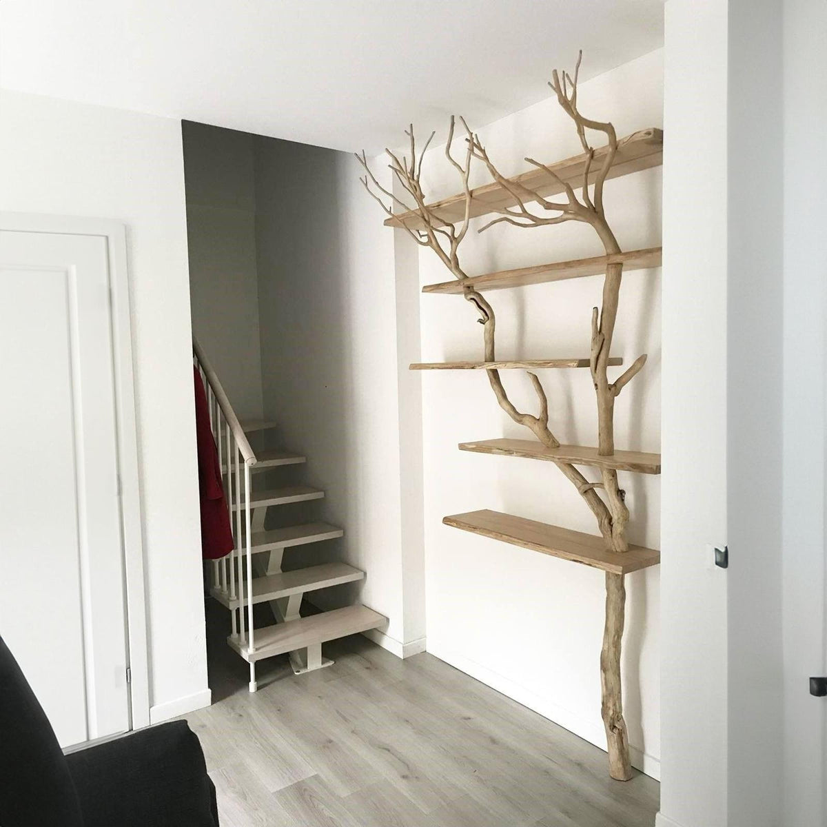 Tree Branch Floating Corner Shelf Solid Wood For Book Lover Gift