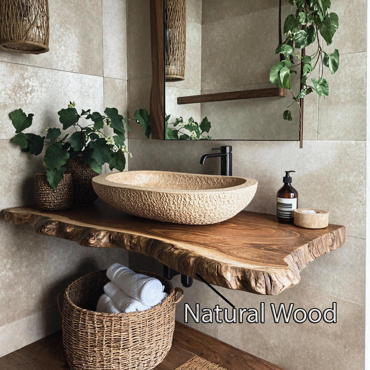 Rustic Wooden Floating Vanity For Cozy Bathroom Style SILDTBRV191