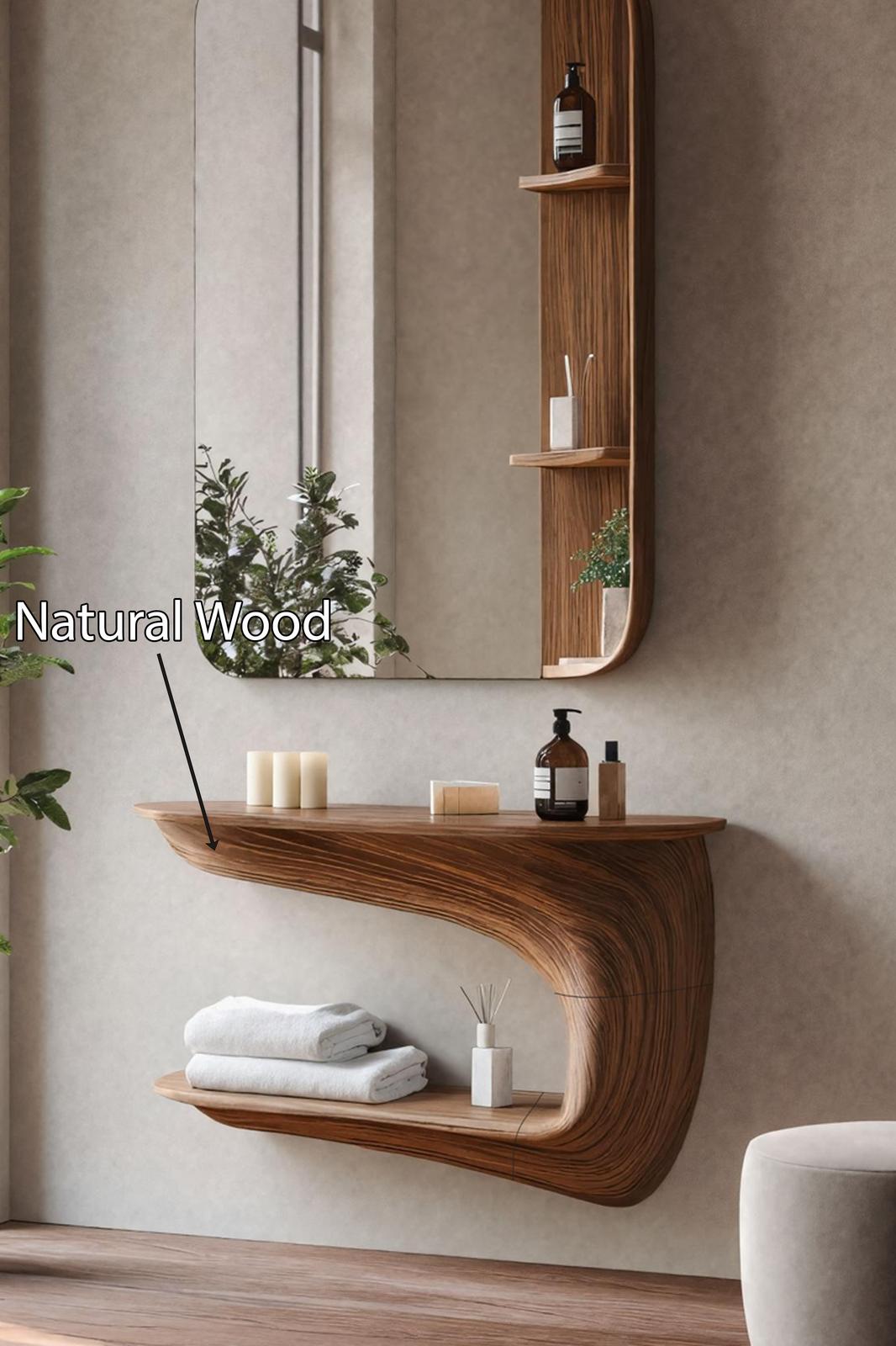 Handcrafted Solid Wood Vanity, Makeup Dressing Table, Bedroom Vanity Desk with Drawer & Storage Console
