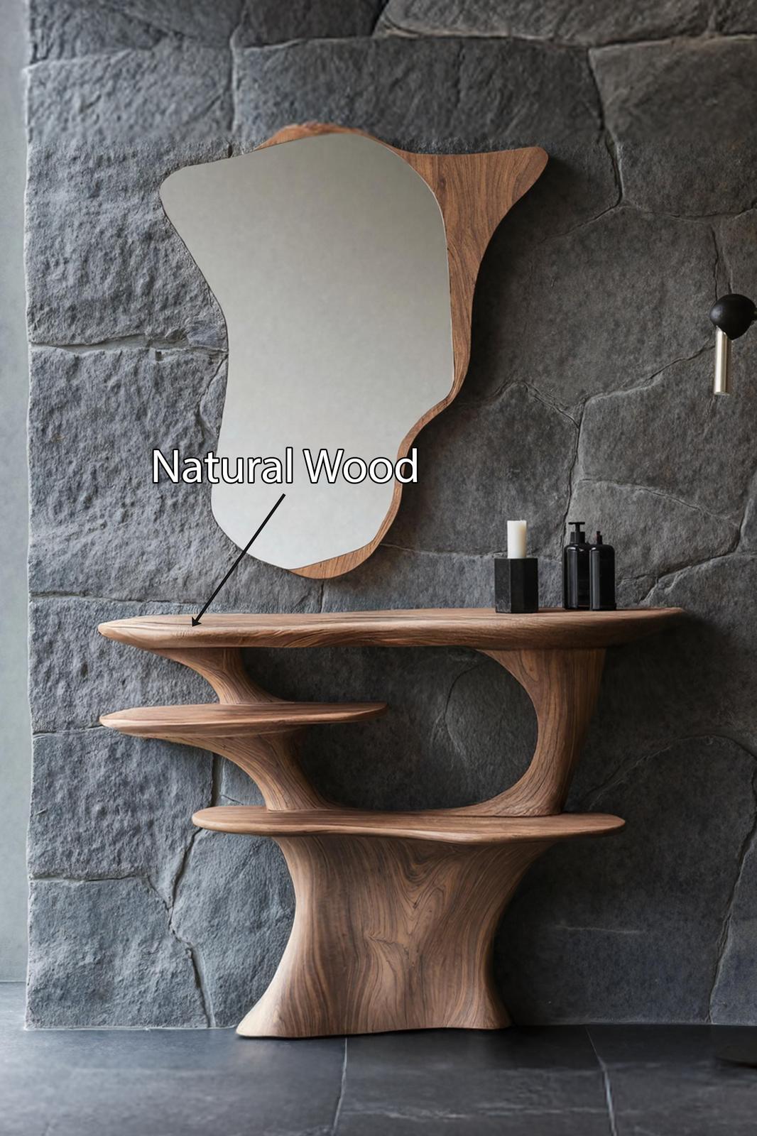 Farmhouse Solid Wood Vanity, Rustic Bathroom Vanity Top, Floating Single Sink Countertop Shelf Console