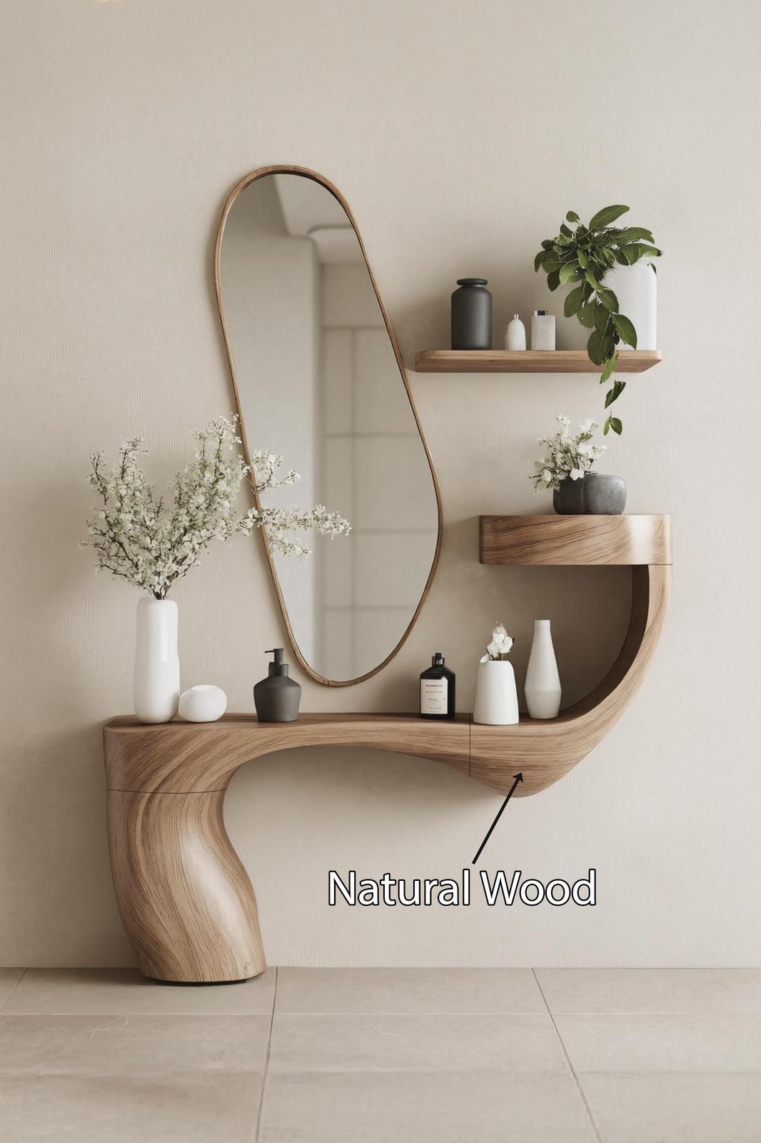Farmhouse Live Edge Vanity, Solid Wood Floating Bathroom Vanity Shelf, Rustic Wood Sink Countertop