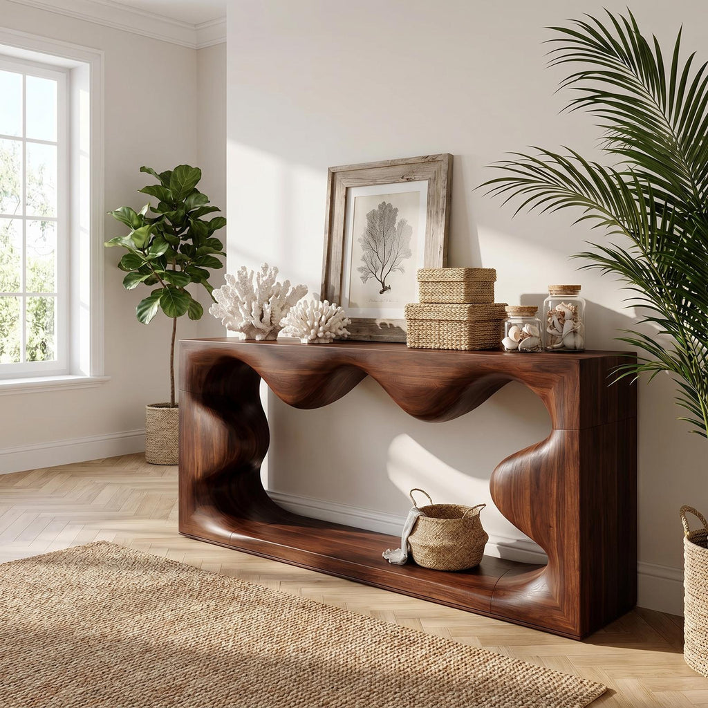 Midcentury Curved Console Table Living Room SINLSACS131