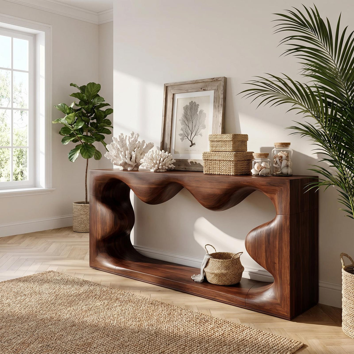 Midcentury Curved Console Table Living Room SINLSACS131