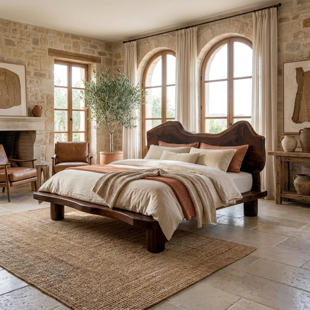 Rustic Live Edge Bed Organic Coastal Bedroom SINLSAWB063