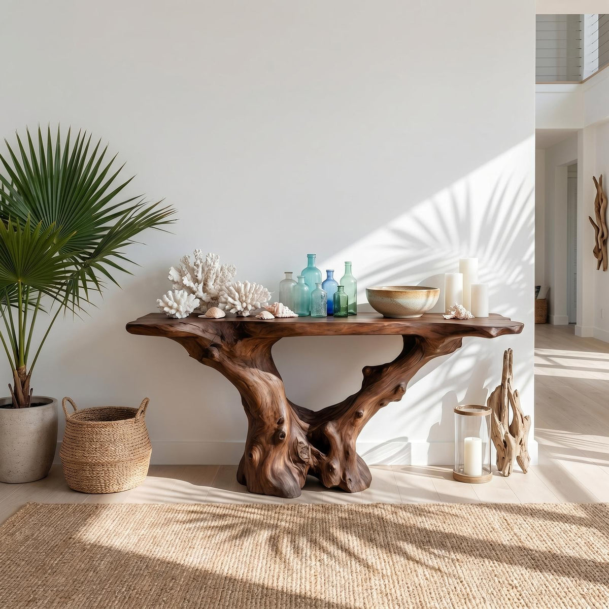 Rustic Wood Console Table, Handcrafted Solid Wood Entryway Sofa Table, Modern Farmhouse Hallway Accent Credenza