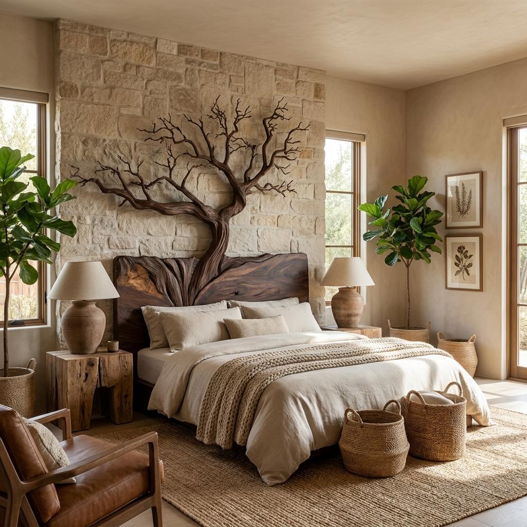 Rustic Sculptural Wall Headboard Art For Bedroom And Master Suite
