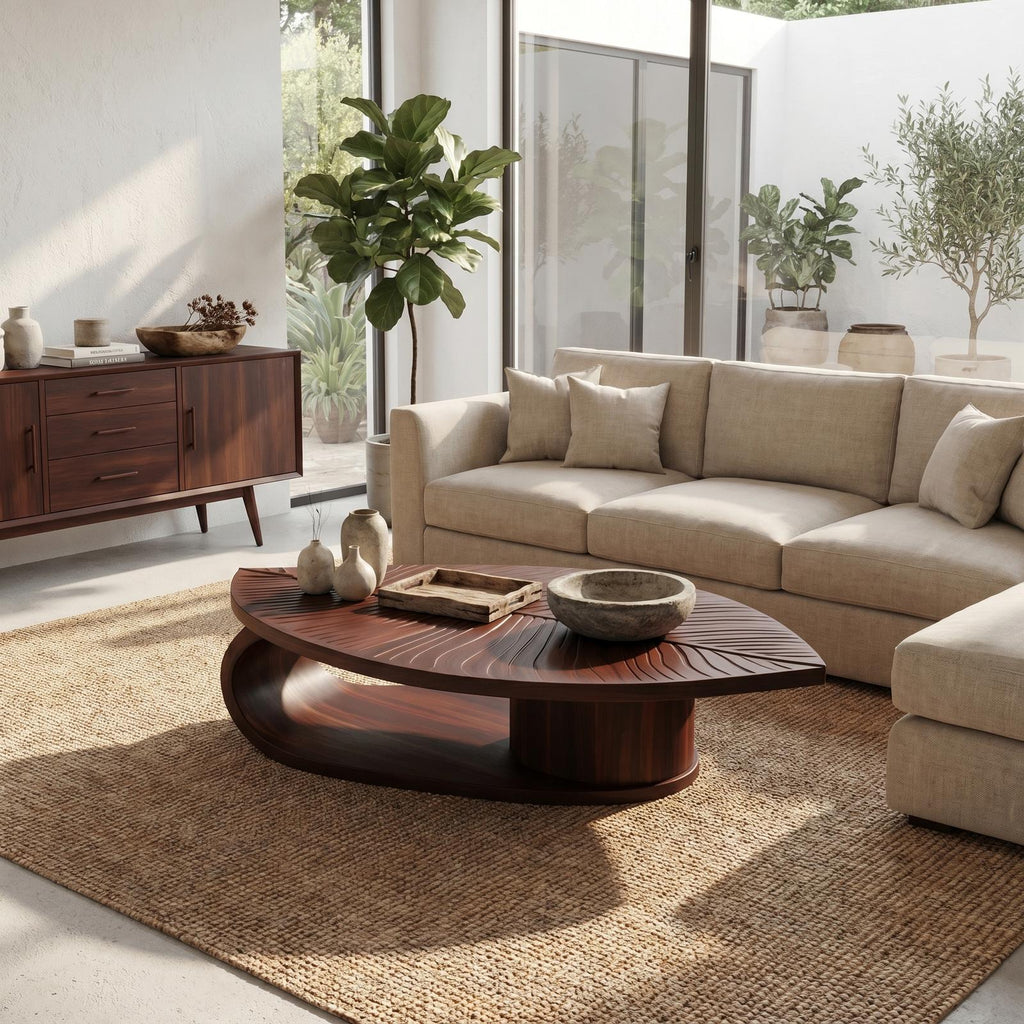 Spry Interior Scandinavian Solid Wood Coffee Table, Handcrafted Natural Wood Center Table for Minimalist Living Room Home Decor, SINLSACF334