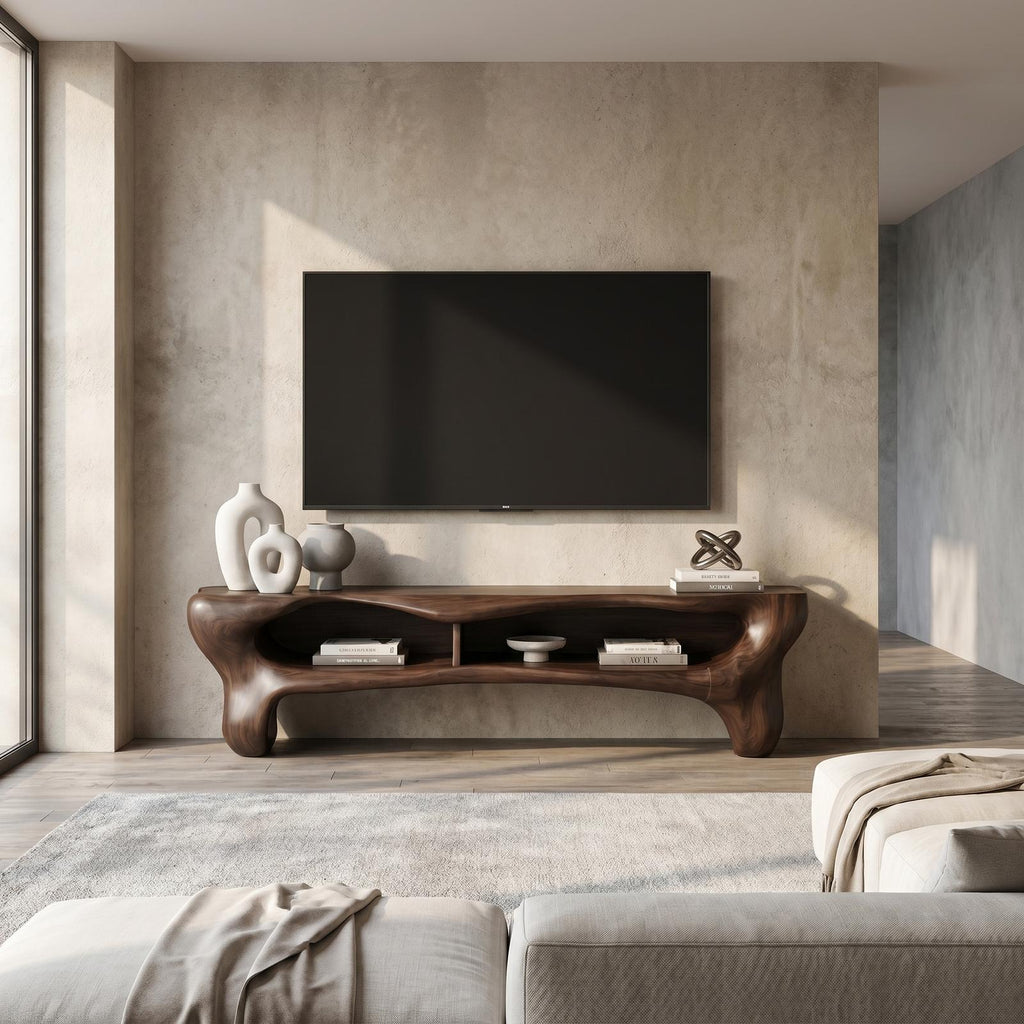 Rustic Wooden TV Cabinet, Solid Wood Media Console Storage Credenza, Farmhouse Television Stand for Living Room