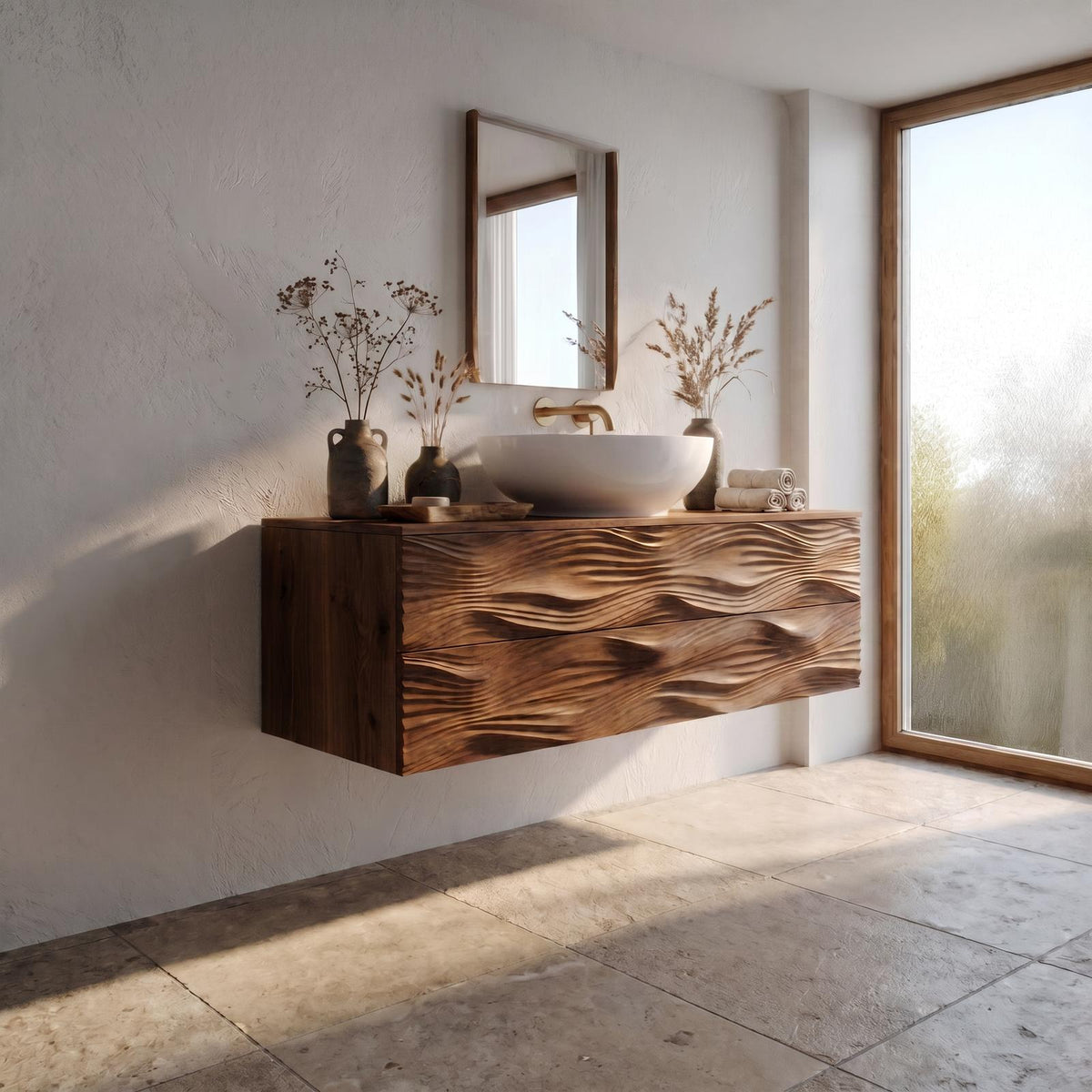 Modern Bathroom Vanity With Integrated Drawers For Bathroom