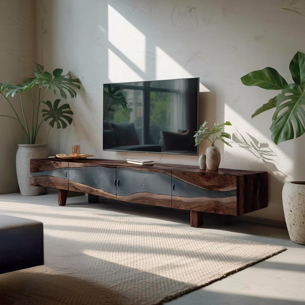 Spry Interior Rustic Farmhouse Solid Wood TV Cabinet, Vintage Wooden Media Console & Entertainment Center Unit, SILDTTNTVC107