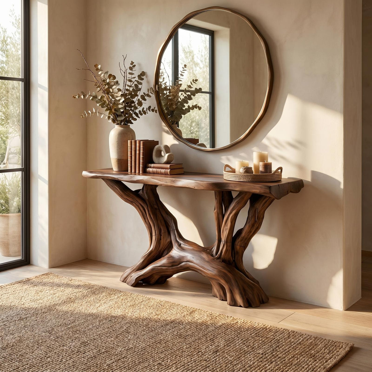 Coastal Rustic Organic Console Table Living Room And Entryway SINLSACS423