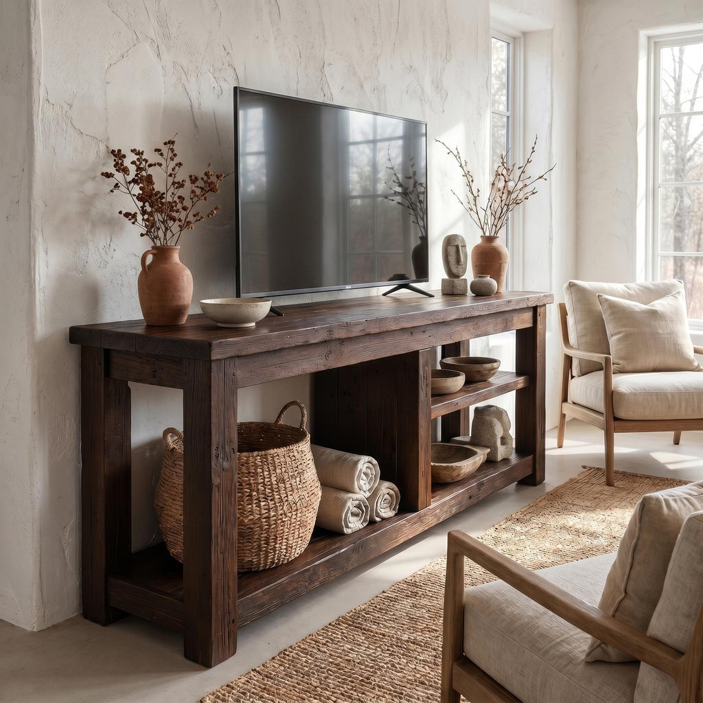 Rustic TV Console Table Living Room