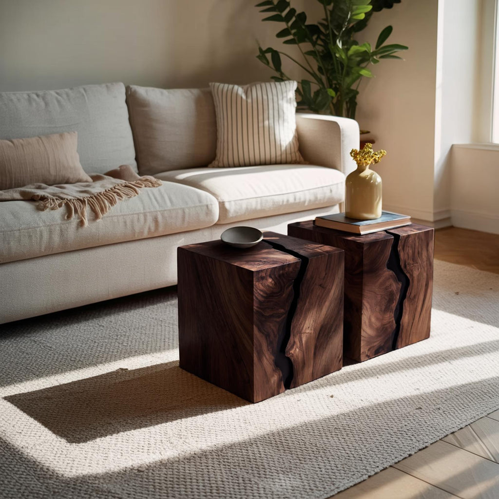 Spry Interior Handcrafted Solid Wood Low Coffee Table, Rustic Wooden Center Table for Modern Living Room and Cozy Home Decor, SILDTTNCF058
