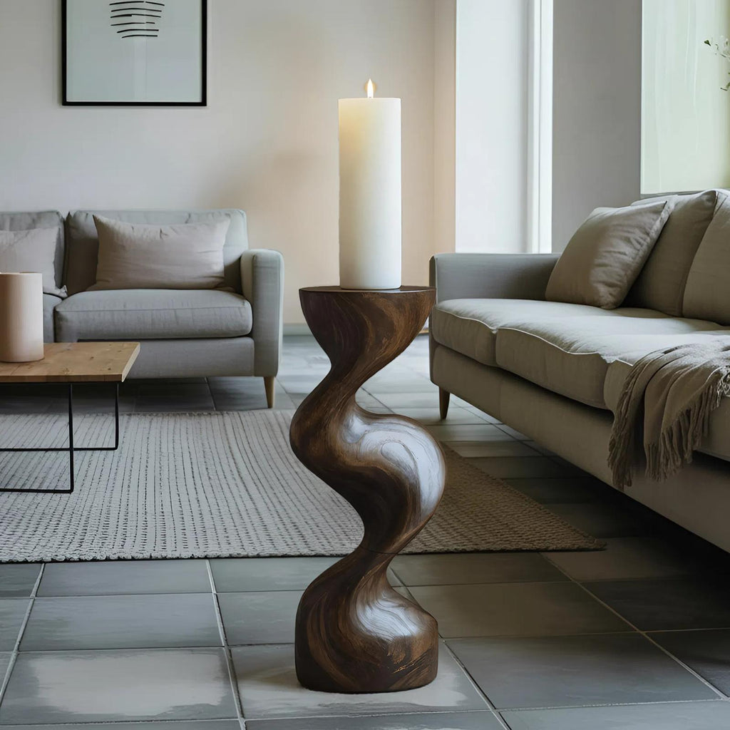 Mid Century Candle Holder, Handcrafted Solid Wood Modern Taper Candelabra Table Centerpiece for Living Room Dining Decor, SILDTTNCDH