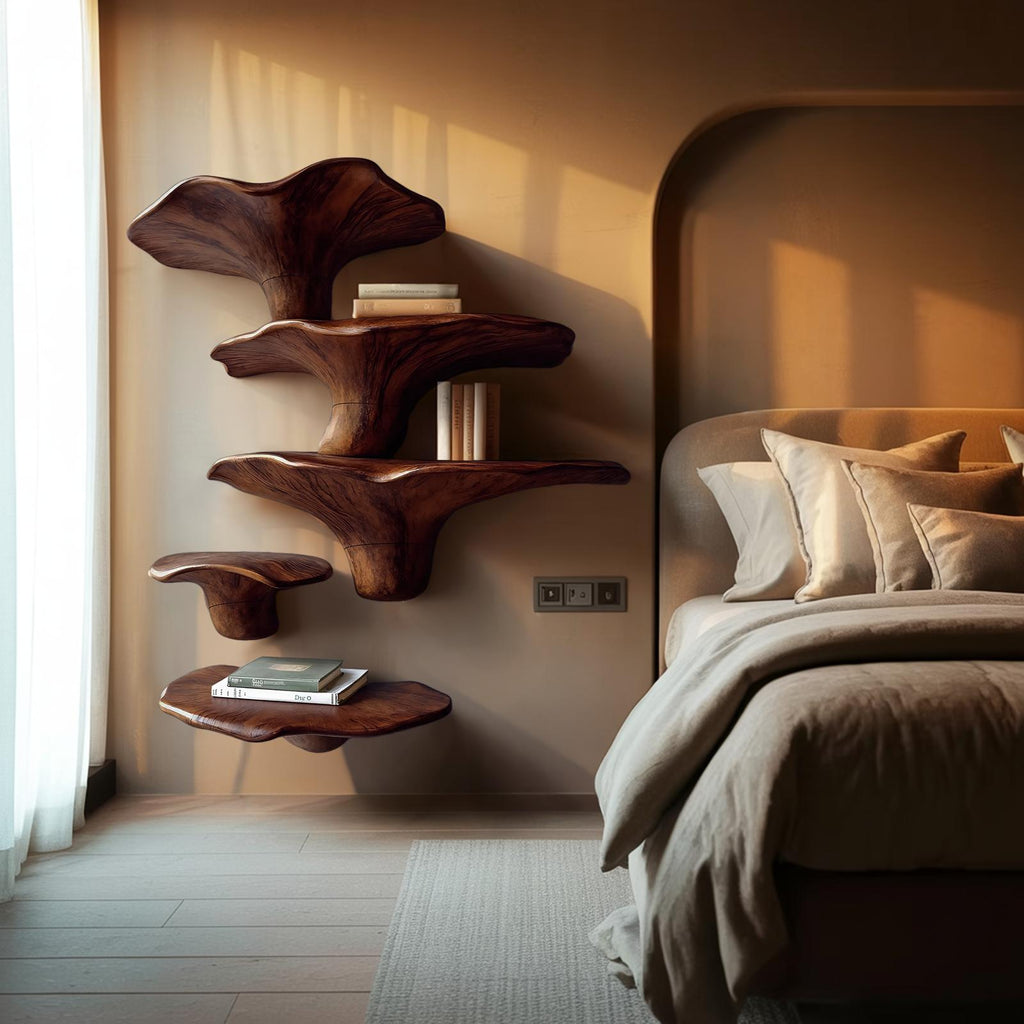 Modern Solid Wood Mushroom Shelf For Entryway Design And Display