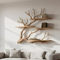Nature Inspired Floating Wall Shelf, Handcrafted Tree Branch Wooden Bookshelf for Reading Room, Bedroom & Study