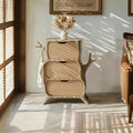 Rustic Wood Storage Cabinet with Shelves, Handcrafted Solid Wooden Sideboard Credenza for Living Room Bedroom