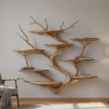 Sculpture Style Wooden Wall Shelf, Artistic Branch Shaped Floating Bookshelf for Living Room, Studio & Reading Room
