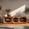Organic Modern Sculptural Wood Console Table, Abstract Curved Living Room Entryway & Bedroom Accent Credenza