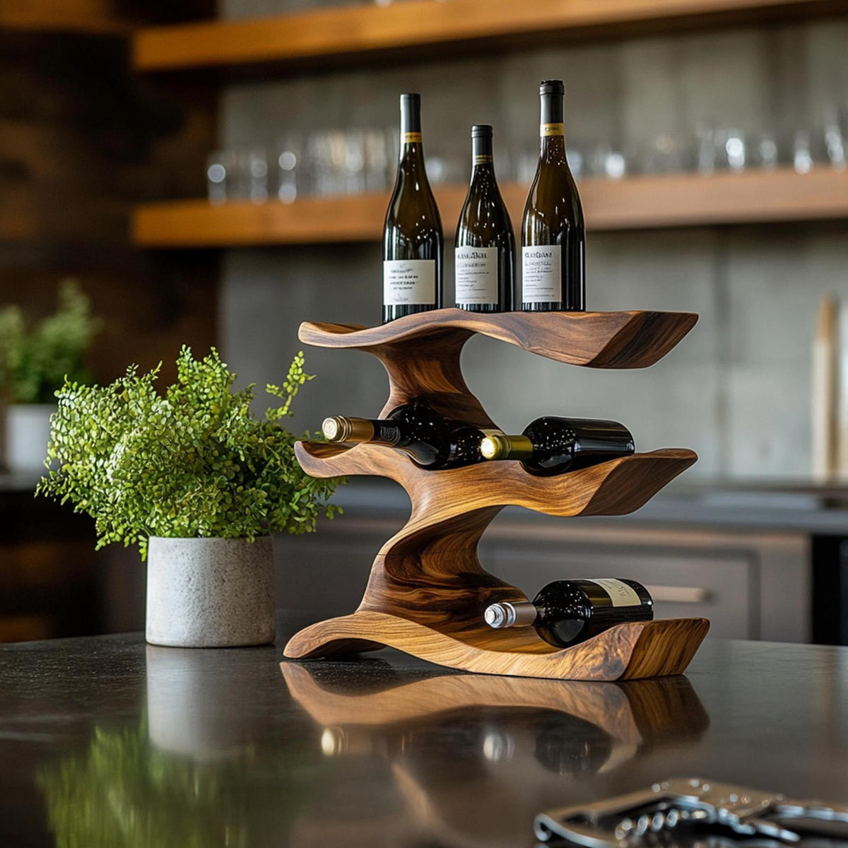 Mid Century Wine Holder For Living Room Modern Display