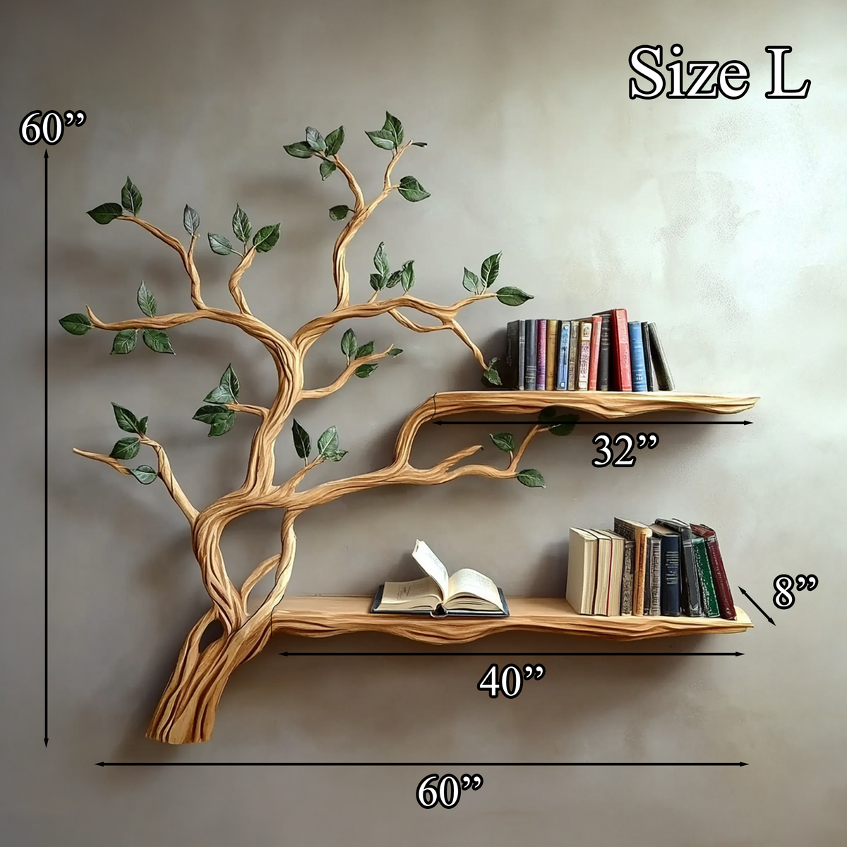 Rustic Branch Floating Shelf Custom Bookcase
