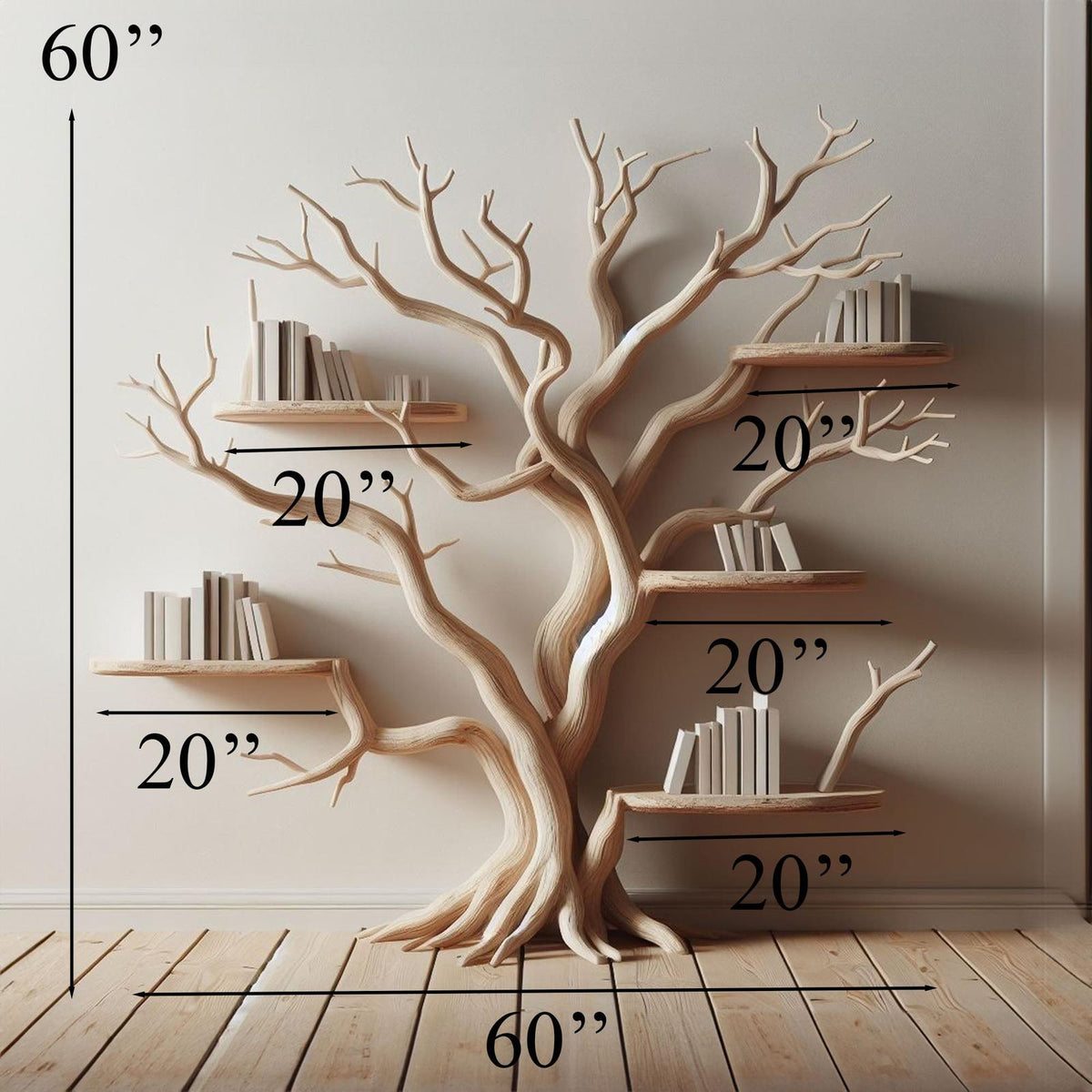Handcrafted Tree Branch Shelf Driftwood For Holiday Decor