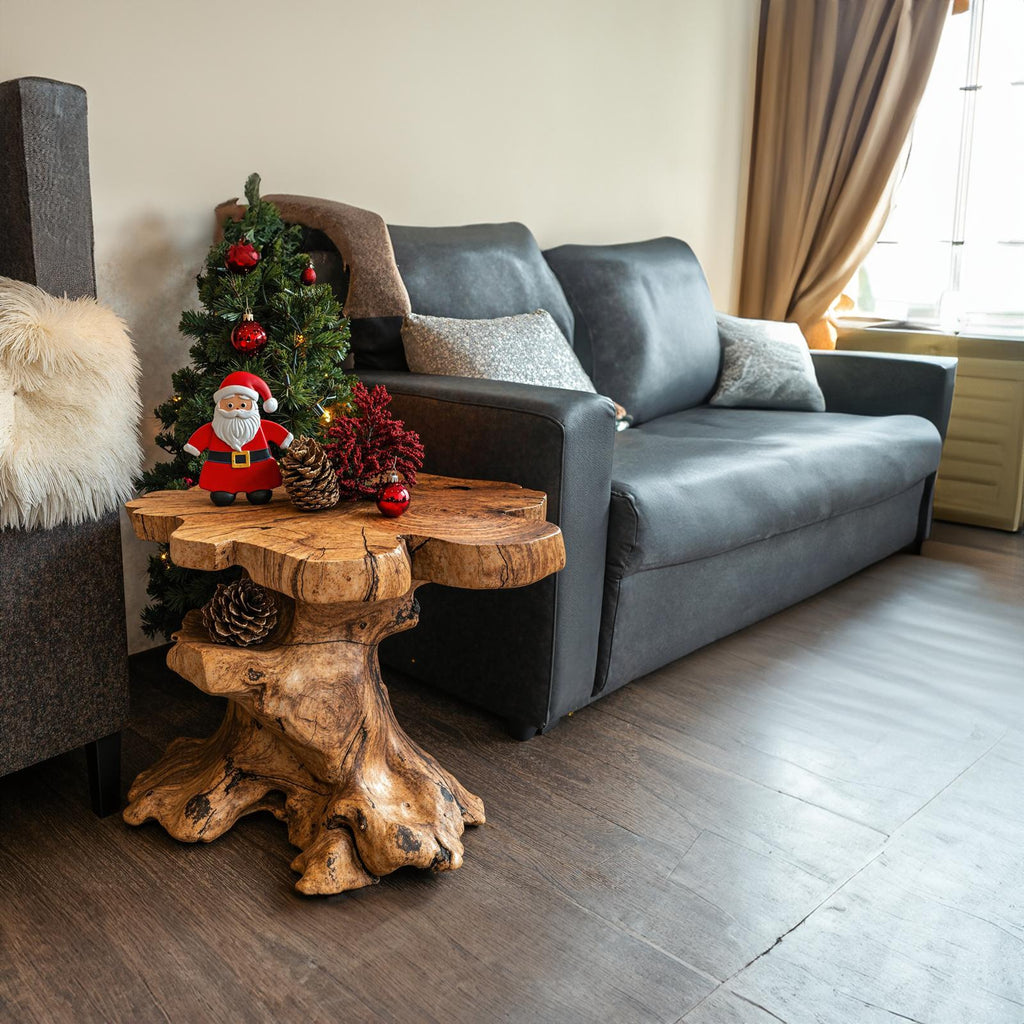 Handcrafted Live Edge End Table Christmas Decor