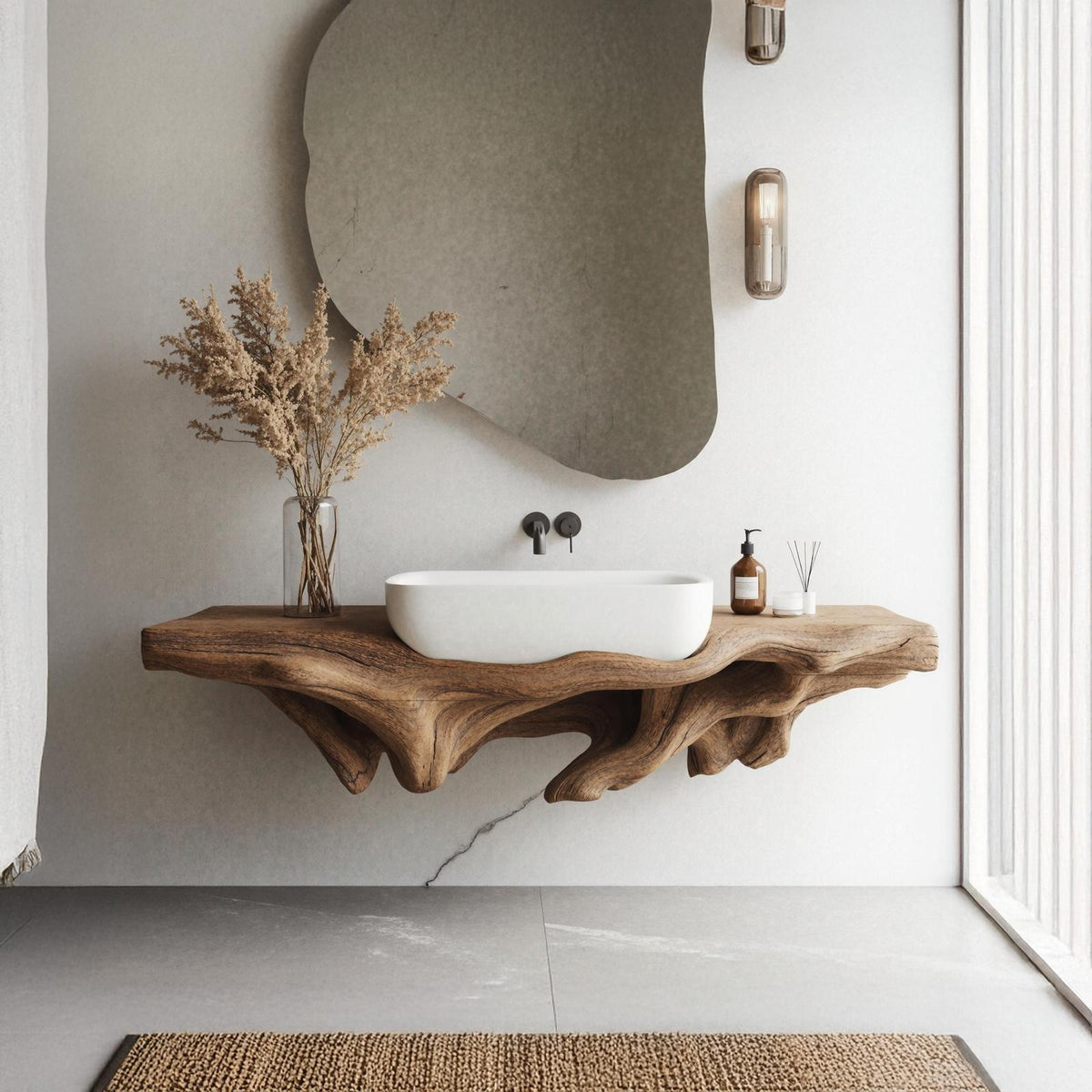 Farmhouse Bathroom Shelf Wall Mount For Storage SILDTTNBAS004