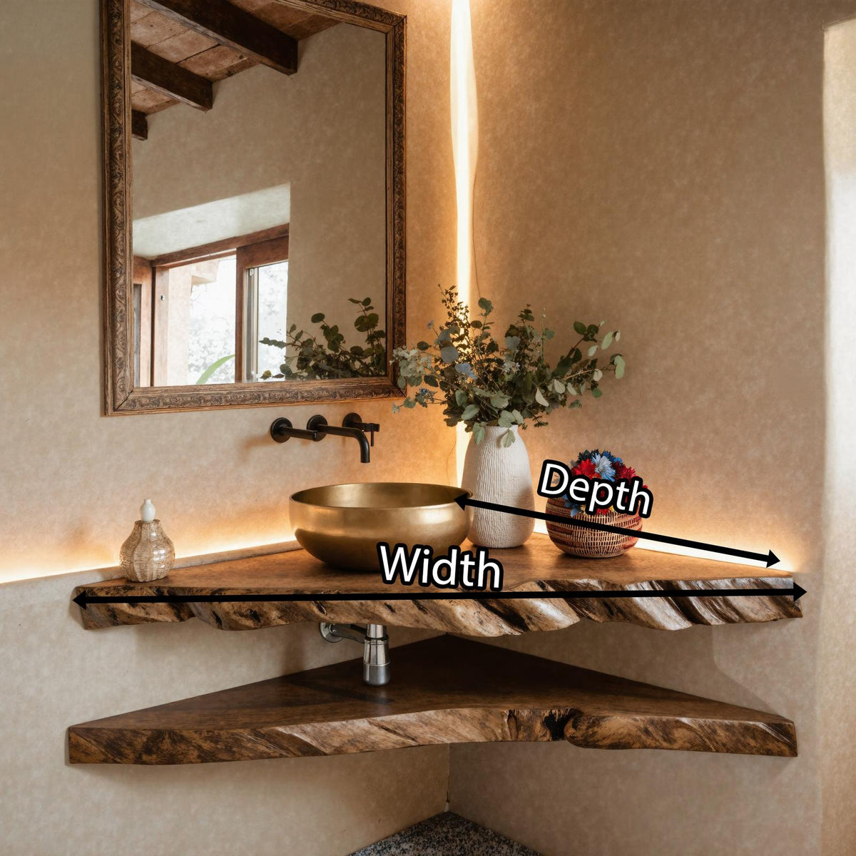 Handcrafted Bathroom Corner Vanity Shelf SILDTBRV065