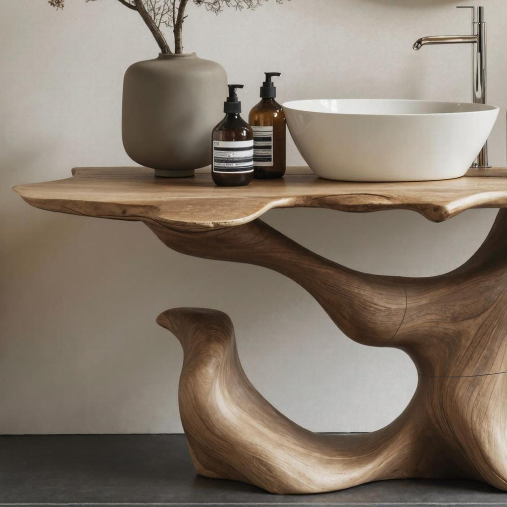 Mid Century Live Edge Vanity For Clean Bathroom Style