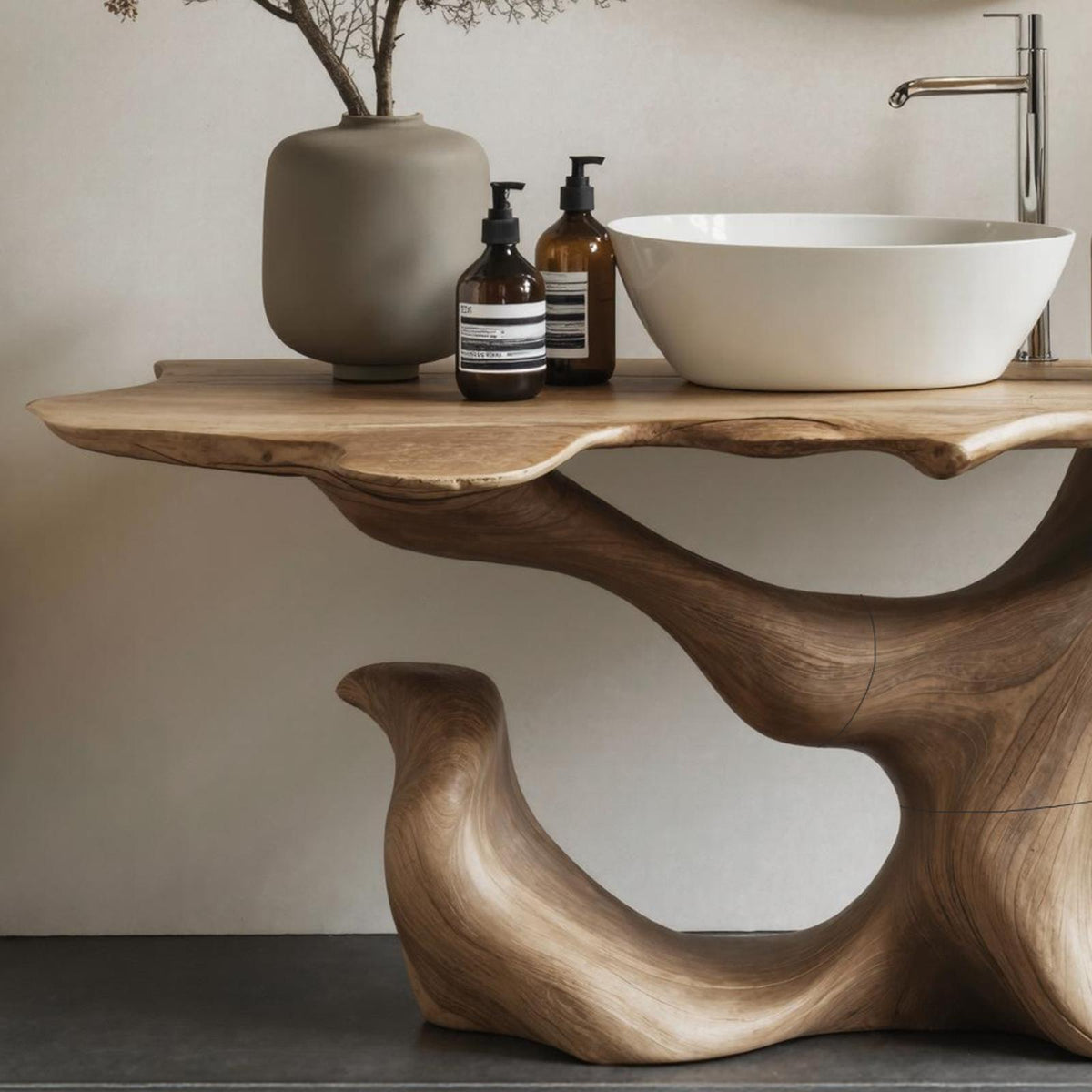 Mid Century Live Edge Vanity For Clean Bathroom Style
