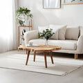 Rustic Solid Wood Coffee Table, Handcrafted Natural Slab Low Center Table for Boho Home Living Room Styling