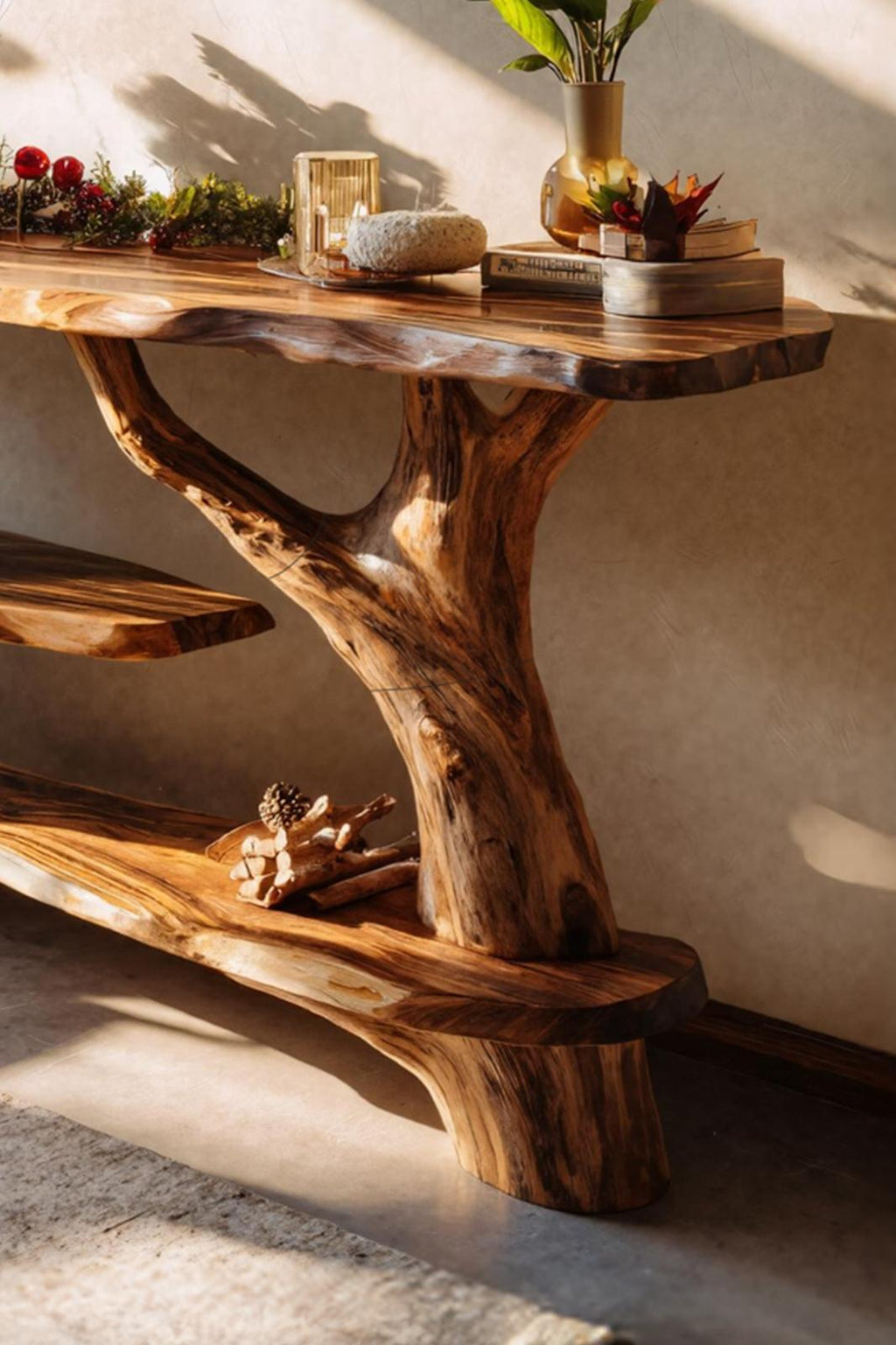 Farmhouse Wooden Console Table, Rustic Solid Wood Entryway Foyer Table, Behind Sofa Table for Living Room