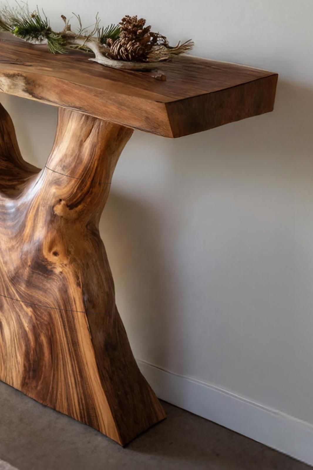 Mid-Century Solid Wood Console Table, Minimalist Hallway Entryway Table, Wooden Behind Sofa Accent Table
