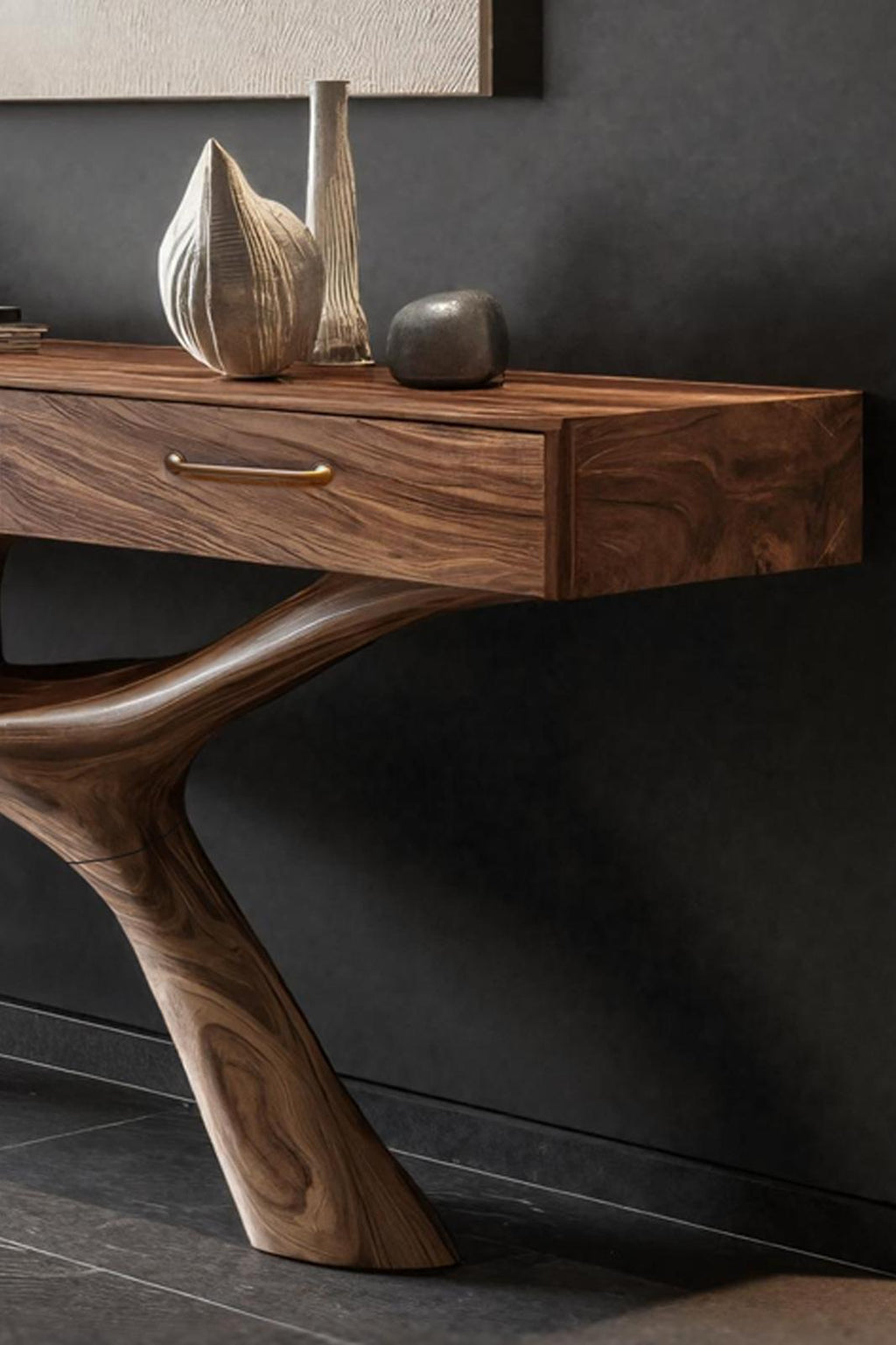 Rustic Live Edge Entryway Table, Solid Wood Console Table for Living Room, Hallway Accent Table, Natural Edge Wood