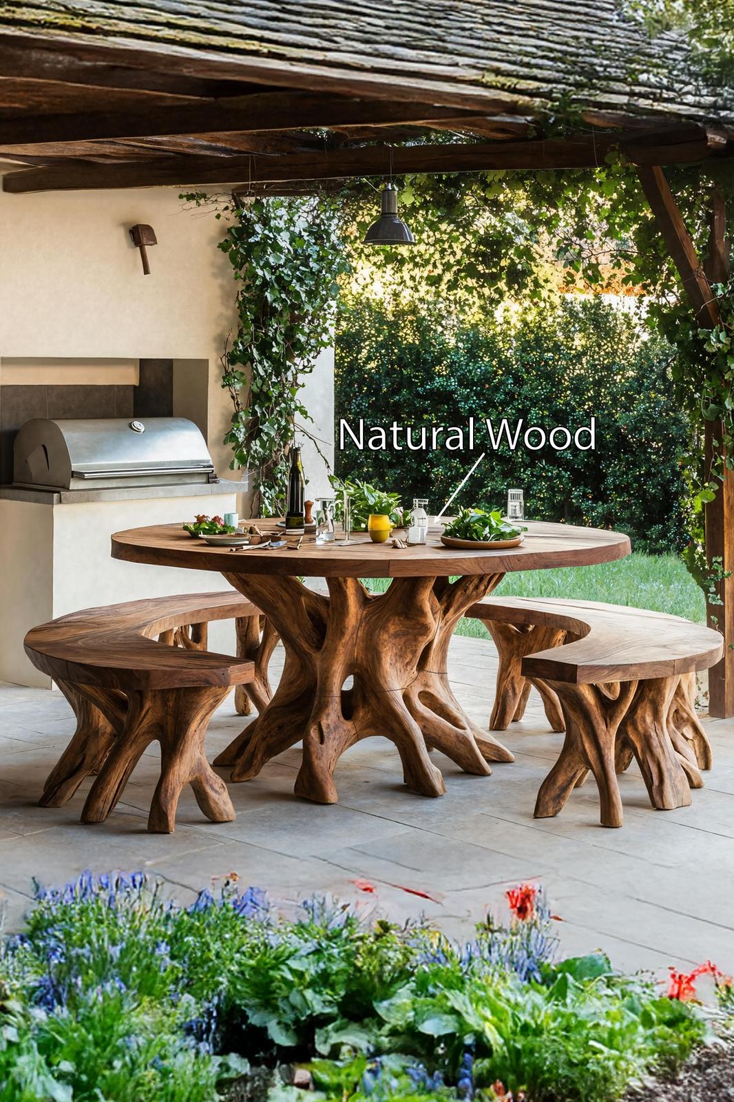 Spry Interior Rustic Solid Wood Kitchen Table, Live Edge Dining Table for Natural Living Room Decor, Custom Handcrafted Furniture, SILDTTRDN007