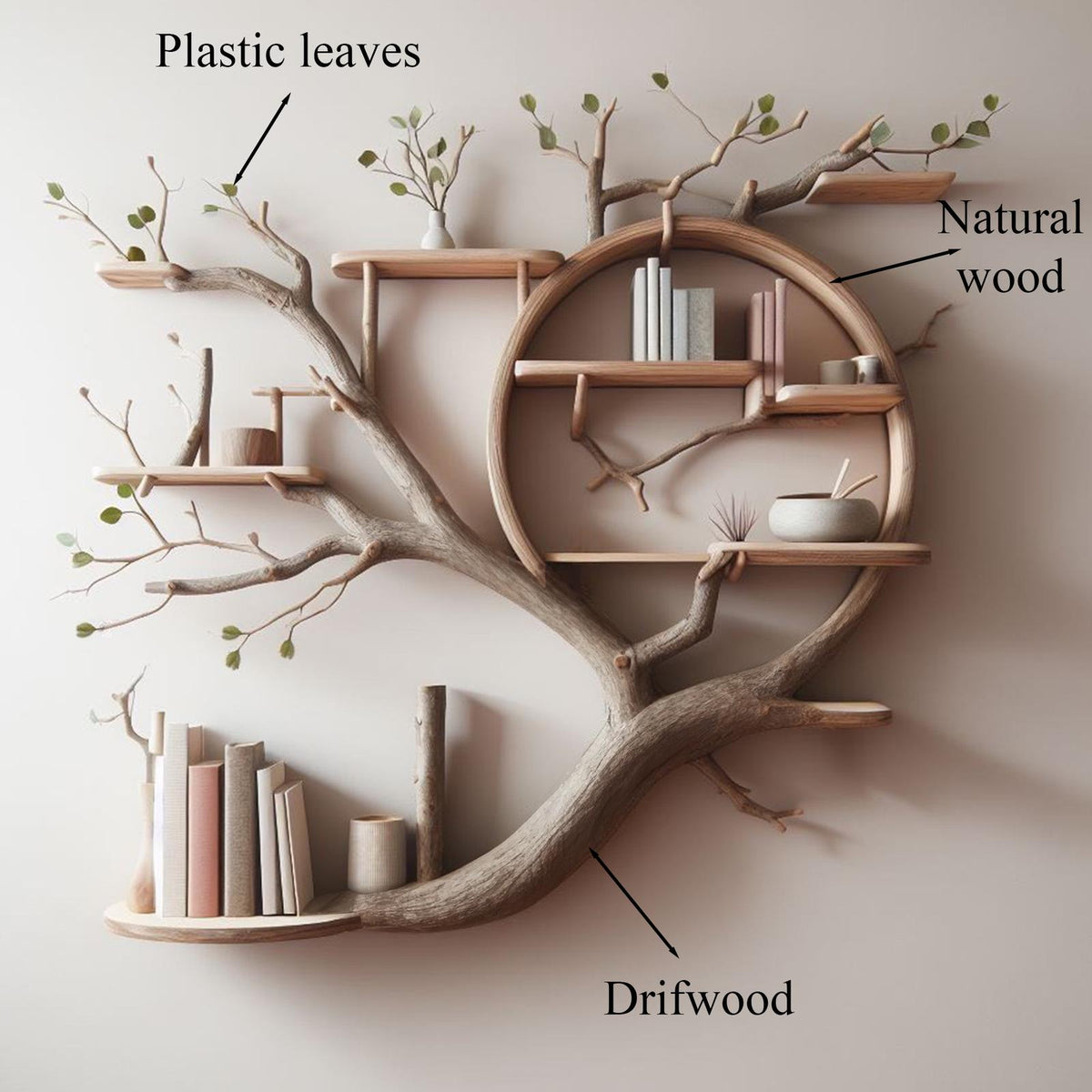 Tree Branch Floating Corner Bookcase