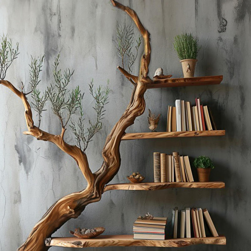 Tree Branch Shelf Solid Wood Bookcase