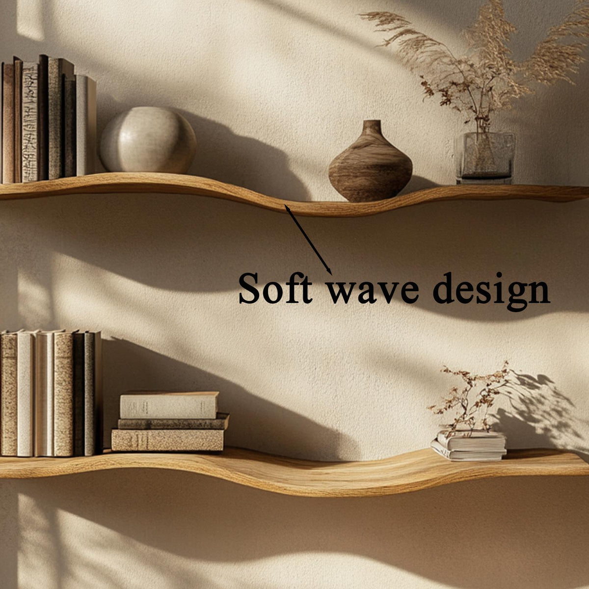 Wavy Wall Shelf Long Floating Shelf Bed Room Modern Design