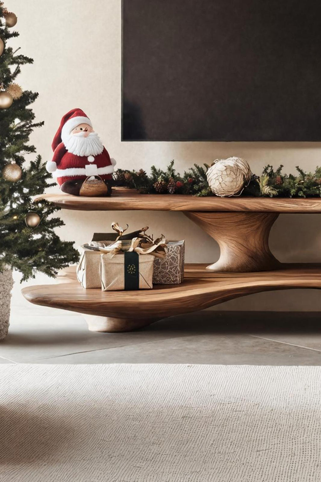 Handcrafted Live Edge TV Console, Solid Wood Entryway Credenza & Media Stand for Living Room