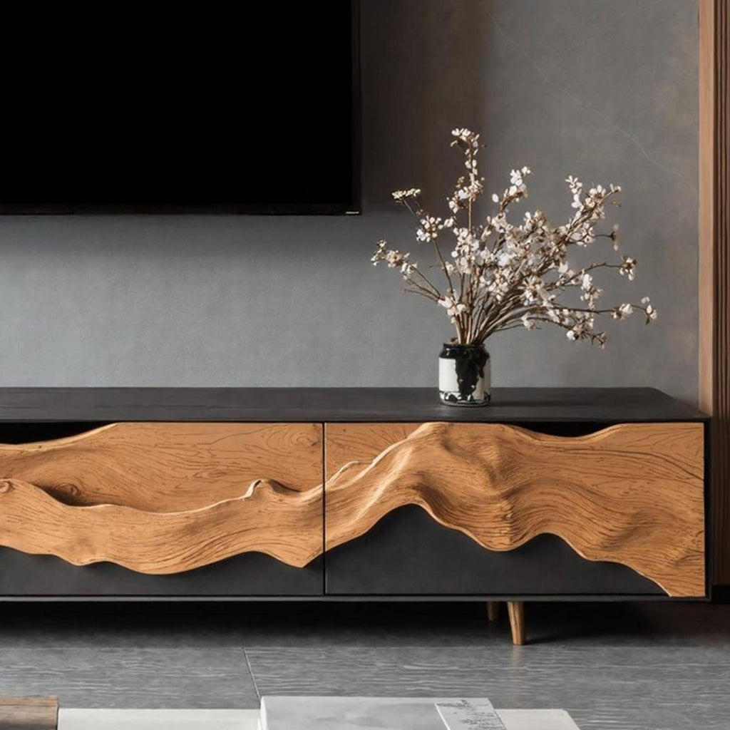Rustic Solid Wood TV Cabinet, Handcrafted Media Console Table & Entertainment Center for Living Room TV Stand