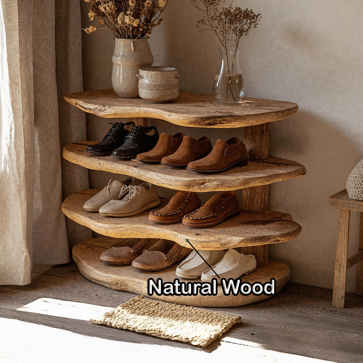 Traditional Wooden Shoe Bench For Home & Office