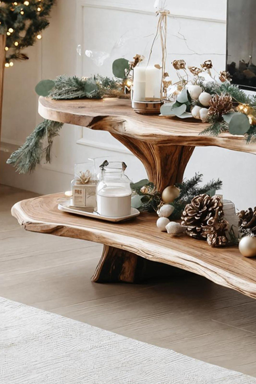 Handcrafted Solid Wood TV Console, Live Edge Media Stand & Entertainment Center for Living Room