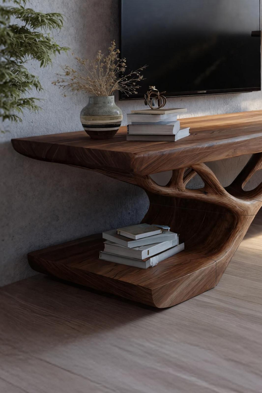 Mid Century Solid Wood TV Console For Bedroom And Entryway Decor