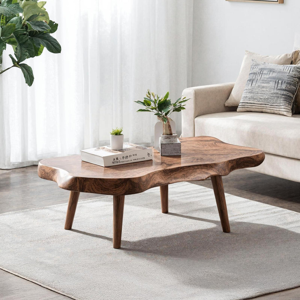 Mid Century Solid Wood Coffee Table For Small Spaces