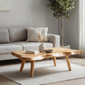 Farmhouse Wooden Coffee Table, Solid Wood Live Edge Central Table for Rustic Living Room Decor