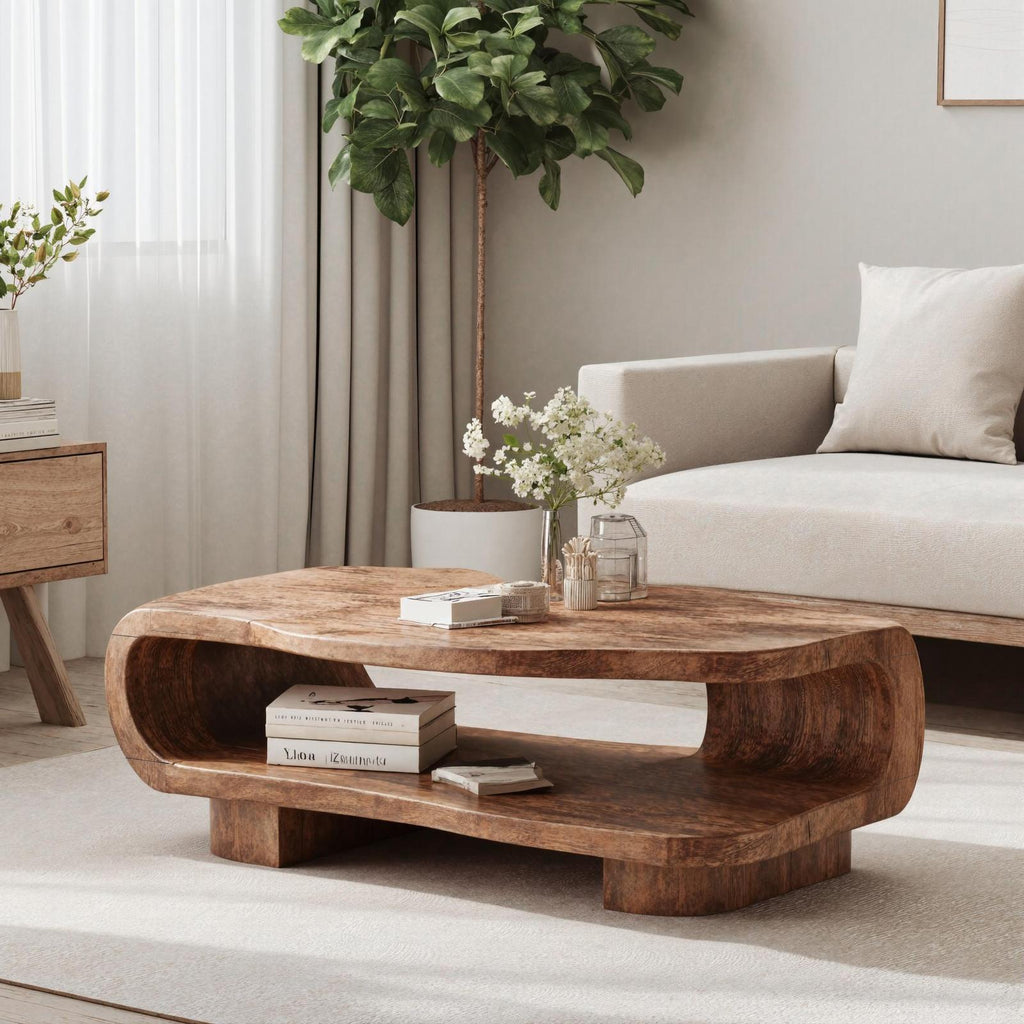 Farmhouse Wooden Coffee Table For Entryway Accent